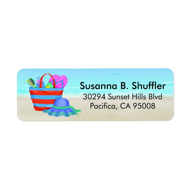 Cute Fun Beach Bag Tote Hat Label (Front)