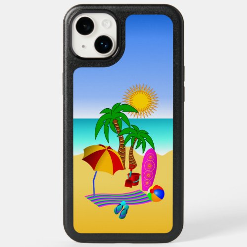 Cute Fun Beach Bum or Bunny Sun Sea and Surf Scene OtterBox iPhone 14 Plus Case