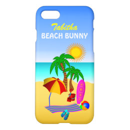 Cute Fun Beach Bunny Sun Sea Surf Scene Zazzle iPhone 8/7 Case