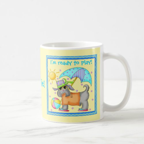 Cute Fun Beach or Pool Dog Personalized Yellowow Coffee Mug