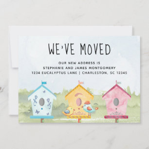 Cute Fun Bird Houses Moving Announcement Card