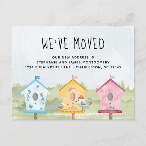 Cute Fun Bird Houses Moving Announcement Postcard