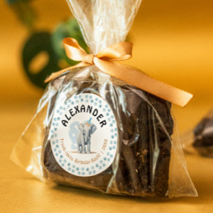 Cute Fun Blue Baby Elephant Cub Jungle Watercolor Classic Round Sticker