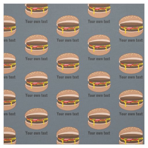 Cute Fun Burgers Pattern, own text and color Fabric