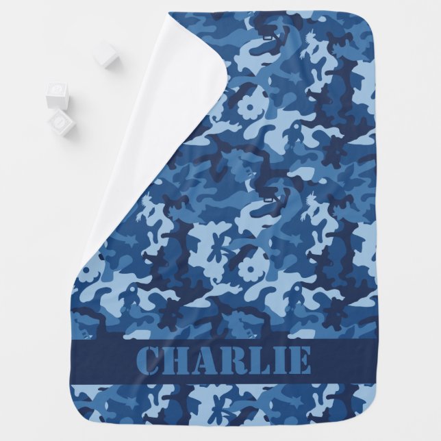 Cute Fun Camo – Blue Baby Blanket (In Situ)