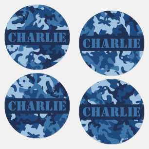 Cute Fun Camo – Blue Kids' Labels
