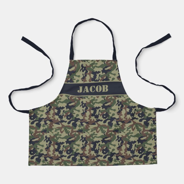 Cute Fun Camo – Woodland Green Apron (Front)