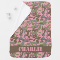 Cute Fun Camo – Woodland Pink Baby Blanket