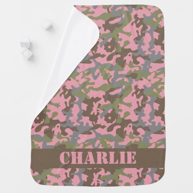 Cute Fun Camo – Woodland Pink Baby Blanket (In Situ)