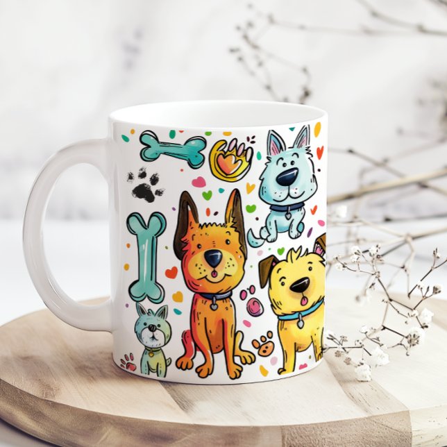 Cute Fun Cartoon Dog Mom Coffee Mug (Creator Uploaded)