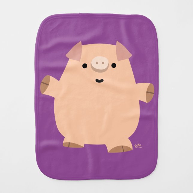 Cute Fun Cartoon Pig Burp Cloth (Front)