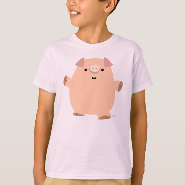 Cute Fun Cartoon Pig Children T-shirt (Front)
