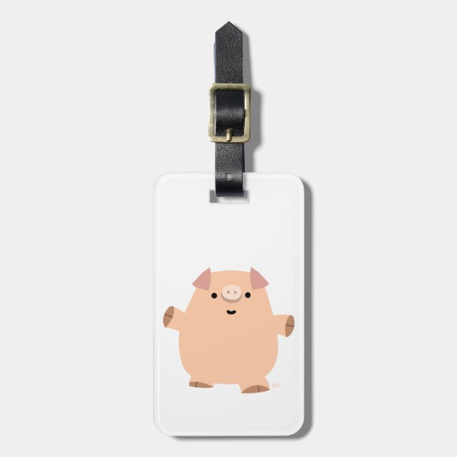 Cute Fun Cartoon Pig Luggage Tag (Front Vertical)