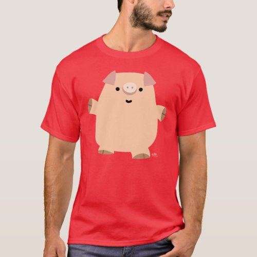 Cute Fun Cartoon Pig Men T_shirt