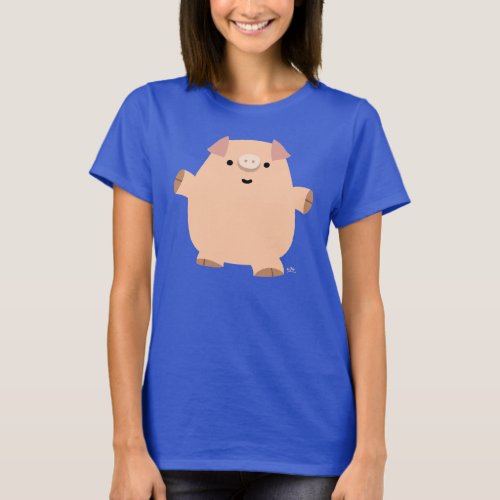 Cute Fun Cartoon Pig Women T_shirt