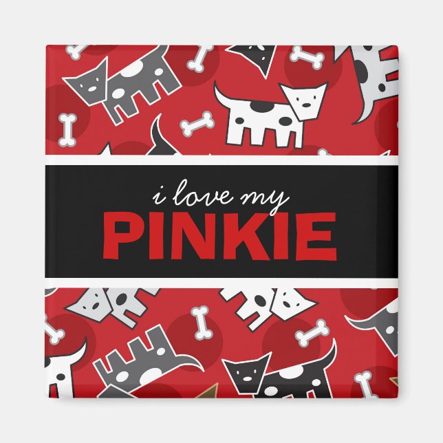 Cute Fun Cartoon Spotted Dogs Doggies Puppy Bones Magnet (Front)