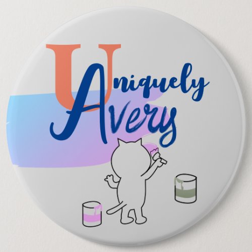 Cute Fun Cat Customizable Name Pin