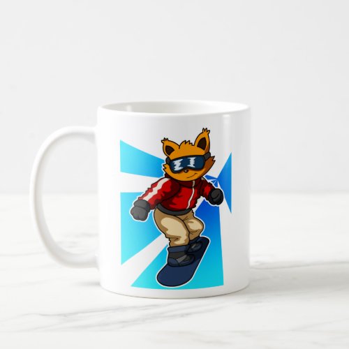 Cute Fun Cat Snowboarder Player Snowboarding Lover Coffee Mug