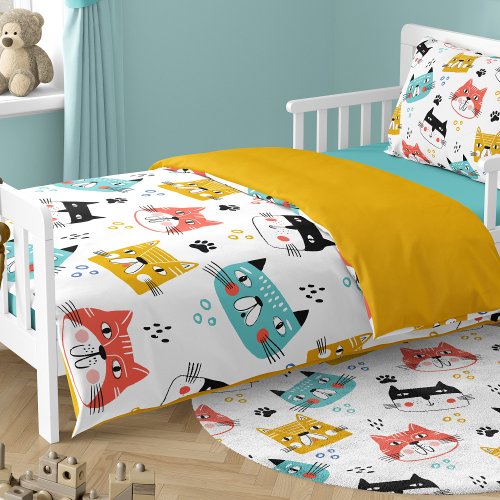 Cute fun cats pattern children duvet cover