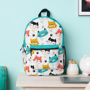 Cute fun cats pattern printed backpack