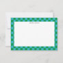 Cute Fun Checkerboard Blue Green Geometric Name Thank You Card