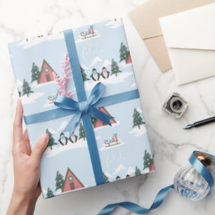Cute Fun Christmas Falala Penguins Wrapping Paper