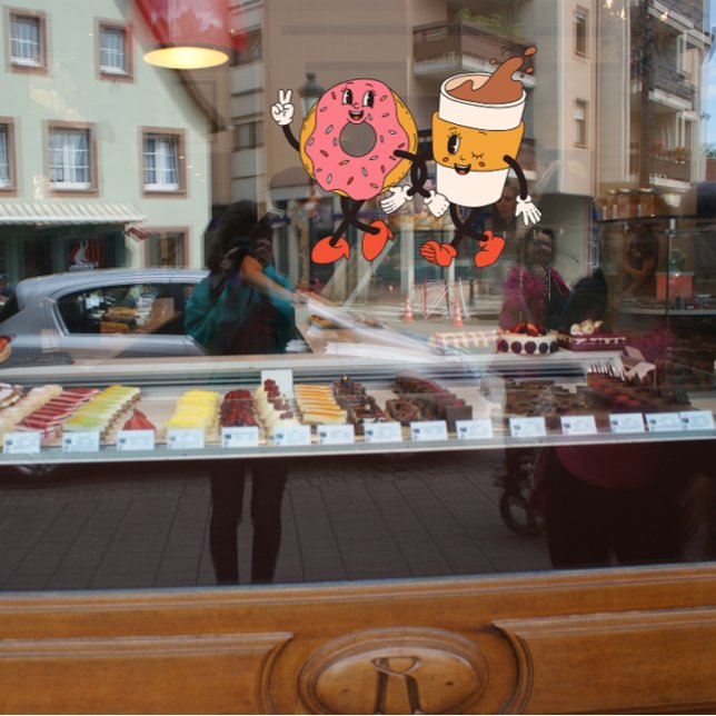 Cute Fun Coffee and Donuts Shop Advert  Window Cling (Creator Uploaded)