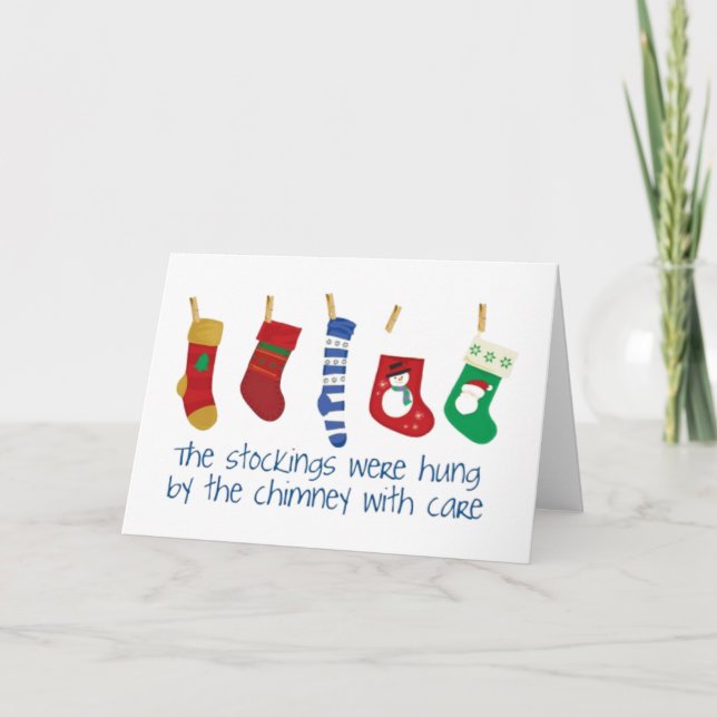 Cute Fun Colorful Christmas Stockings Holiday Card (Front)