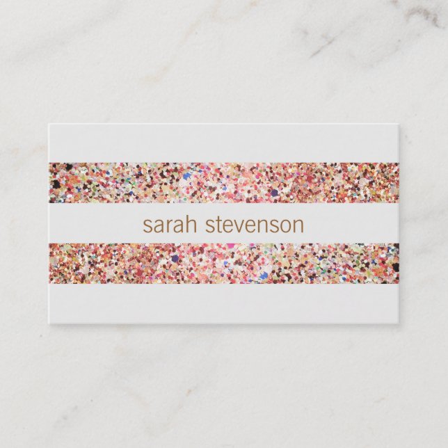 Cute Fun Colorful Confetti Stripes Business Card (Front)