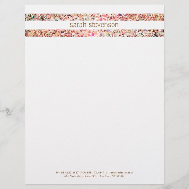 Cute Fun  Colorful Confetti Stripes Letterhead (Front)