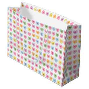 Cute fun colorful conversation hearts pattern large gift bag