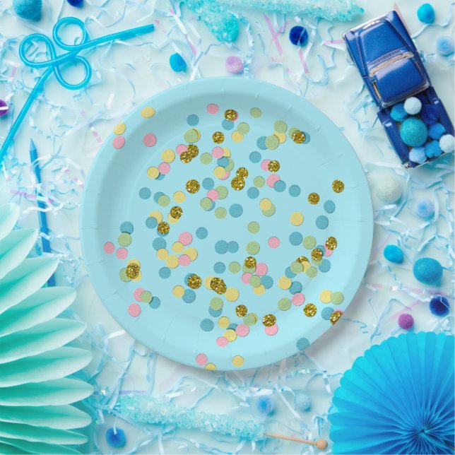 Cute Fun Colorful Modern Confetti Dots Paper Plates (Party)
