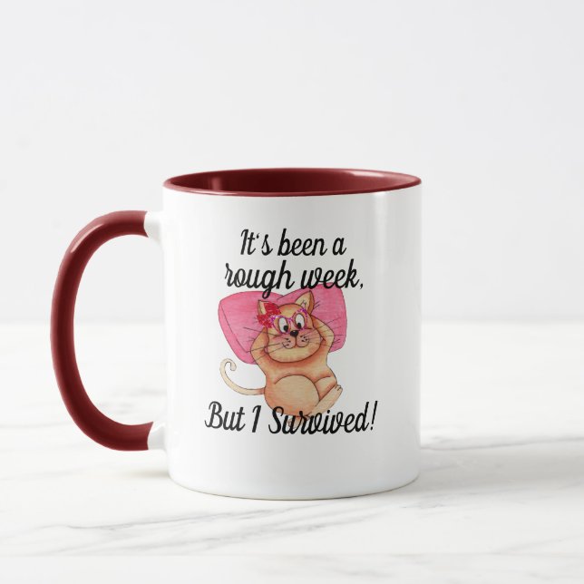 Cute Fun Customizable Funny Cat I Survived Mug (Left)