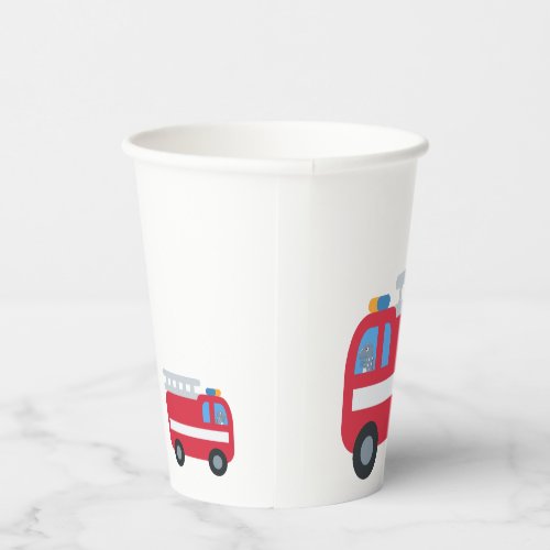 Cute fun Dino drive Fire engine Back To School   Paper Cups