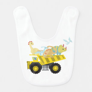 Cute fun dinosaur tractor truck Back To School  Baby Bib