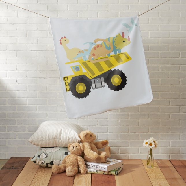 Cute fun dinosaur tractor truck Boys School  Baby Blanket (In Situ)