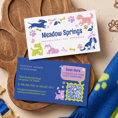 Cute Fun Dog Grooming Veterinary Animal Pet Care Business Card