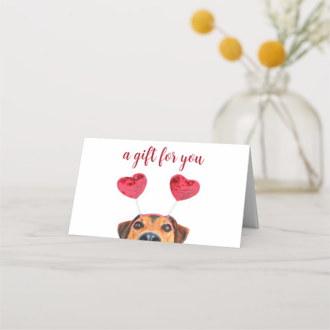 Cute Fun Dog Headband Valentine's Day Gift Card (Front)