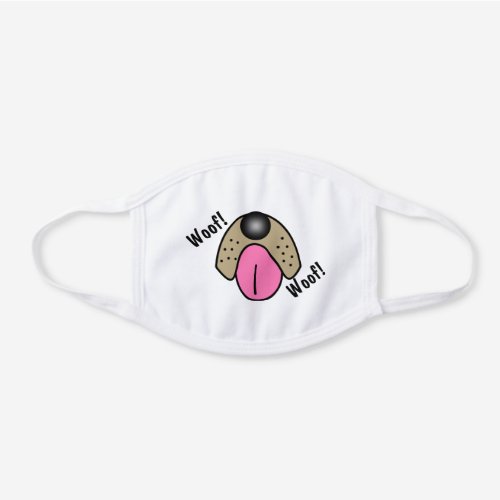 Cute Fun Dog Nose Mouth Snout  Tongue Woof White Cotton Face Mask