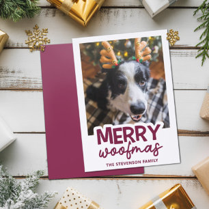 Cute fun dog photo Merry Woofmas Christmas Letterpress Photo Cards