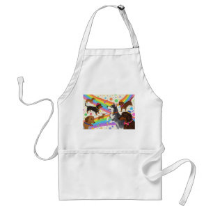 Cute fun dogs with rainbow  adult apron