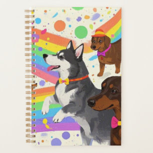 Cute fun dogs with rainbow planner