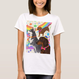 Cute fun dogs with rainbow T-Shirt