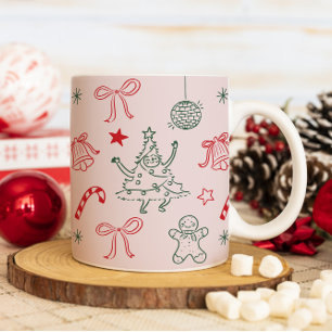 Cute Fun Doodles Christmas Holiday Coffee Mug
