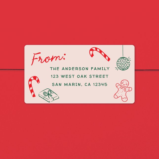 Cute Fun Doodles Christmas Holiday Return Address Label (Creator Uploaded)