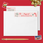 Cute Fun Doodles Christmas Holiday Return Address Wrap Around Label<br><div class="desc">This fun holiday return address label features whimsical hand-drawn Christmas illustrations in red and dark green over a light pink background. The look is fun,  modern,  and festive! Coordinates with our Christmas Doodles holiday collection. DESIGN TIP: Background and text colors are customizable by using the editor tool.</div>
