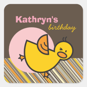 Cute Fun Duckies Ducks Children Kid Birthday Party Square Sticker