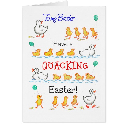 Cute Fun Ducklings Quacking Easter, for Brother Cards (Front)
