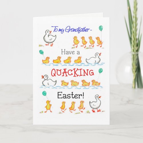 Cute Fun Ducklings Quacking Easter Grandfather Holiday Card
