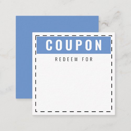 Cute  Fun Everyday Coupons Blank Cornflower Blue Note Card